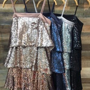 Beautiful Tiered Sequin Dress in Rose Gold